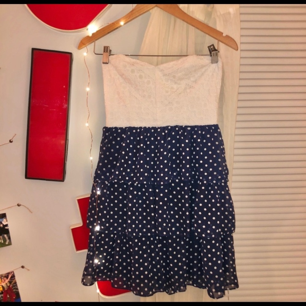 Blue and White Polka Dot Dress